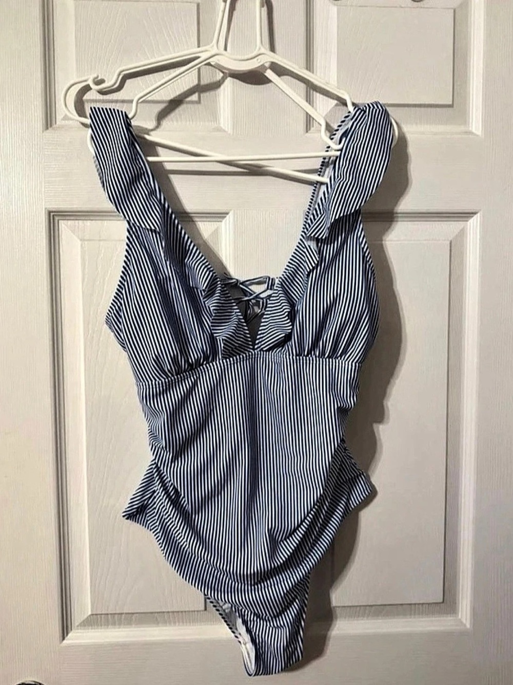 Blue & White Striped One-Piece Swimsuit